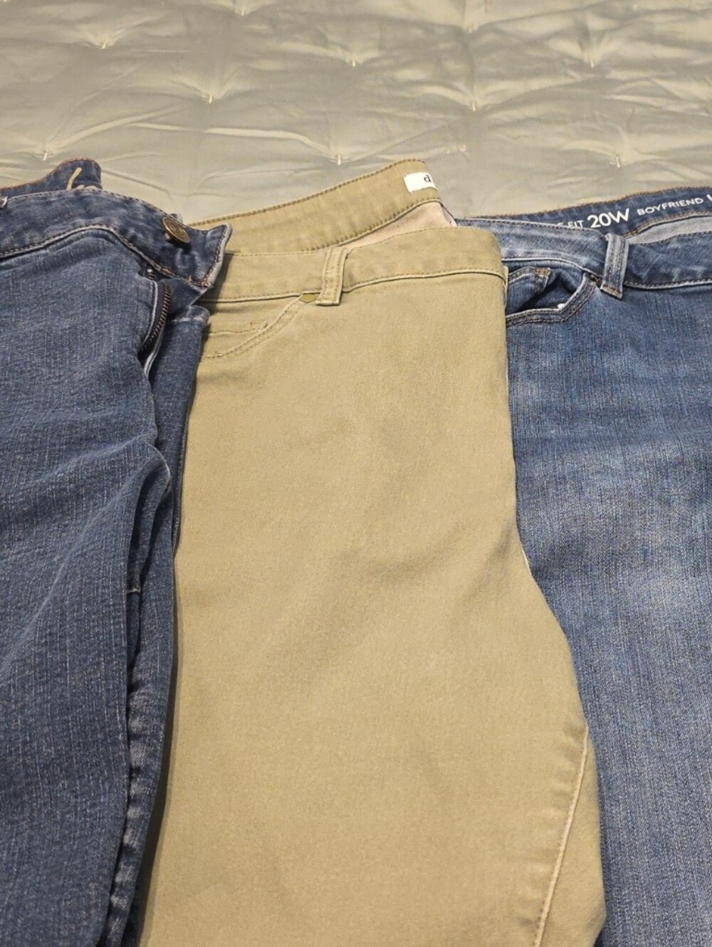 Three Casual Pants Bundle - Blue Denim & Light Green